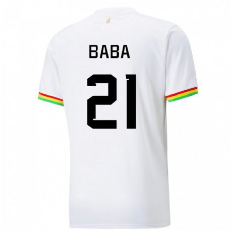 Kandiny Kinder Ghanaische Iddrisu Baba #21 Weiß Heimtrikot Trikot 22-24 T-shirt