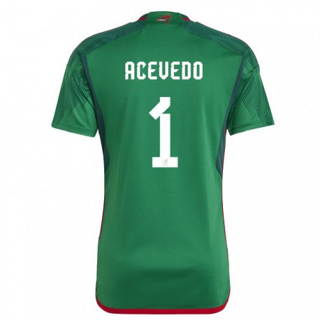 Kandiny Kinder Mexikanische Carlos Acevedo #1 Grün Heimtrikot Trikot 22-24 T-shirt