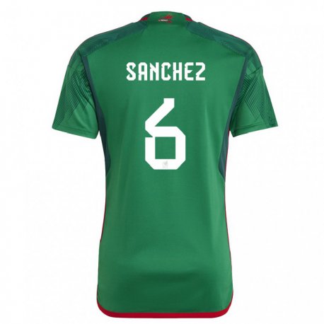 Kandiny Kinder Mexikanische Erick Sanchez #6 Grün Heimtrikot Trikot 22-24 T-shirt