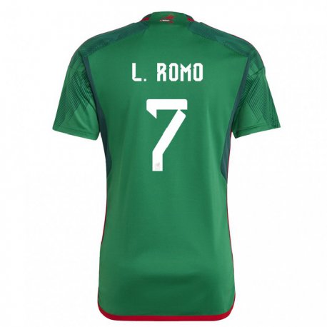 Kandiny Kinder Mexikanische Luis Romo #7 Grün Heimtrikot Trikot 22-24 T-shirt