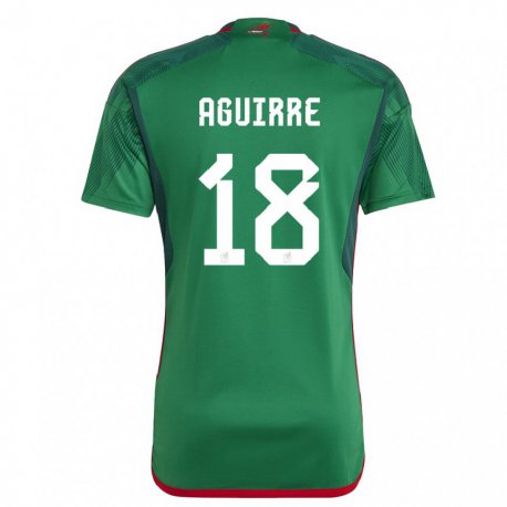 Kandiny Kinder Mexikanische Eduardo Aguirre #18 Grün Heimtrikot Trikot 22-24 T-shirt
