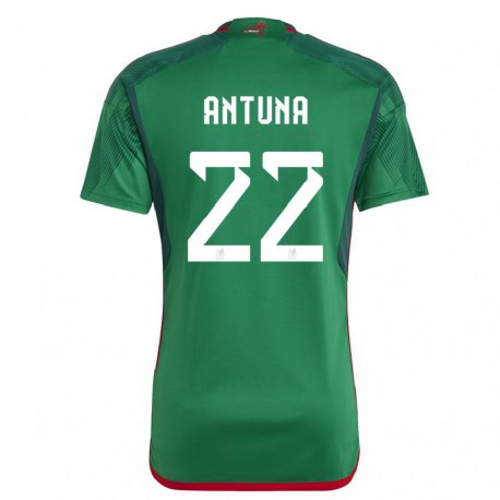 Kandiny Kinder Mexikanische Uriel Antuna #22 Grün Heimtrikot Trikot 22-24 T-shirt
