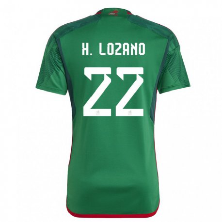 Kandiny Kinder Mexikanische Hirving Lozano #22 Grün Heimtrikot Trikot 22-24 T-shirt