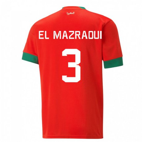 Kandiny Kinder Marokkanische Noussair El Mazraoui #3 Rot Heimtrikot Trikot 22-24 T-shirt
