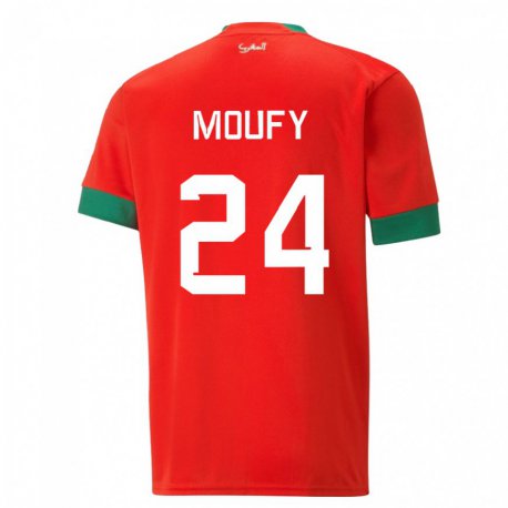 Kandiny Kinder Marokkanische Fahd Moufy #24 Rot Heimtrikot Trikot 22-24 T-shirt
