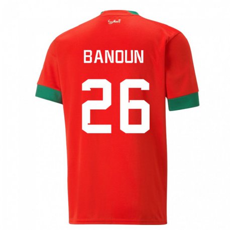 Kandiny Kinder Marokkanische Badr Banoun #26 Rot Heimtrikot Trikot 22-24 T-shirt