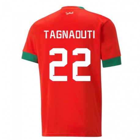 Kandiny Kinder Marokkanische Ahmed Reda Tagnaouti #22 Rot Heimtrikot Trikot 22-24 T-shirt