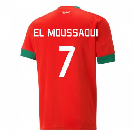 Kandiny Kinder Marokkanische Hamza El Moussaoui #7 Rot Heimtrikot Trikot 22-24 T-shirt