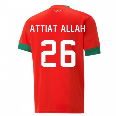 Kandiny Kinder Marokkanische Yahia Attiat-allah #26 Rot Heimtrikot Trikot 22-24 T-shirt
