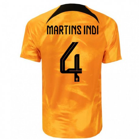 Kandiny Kinder Niederländische Bruno Martins Indi #4 Laser-orange Heimtrikot Trikot 22-24 T-shirt
