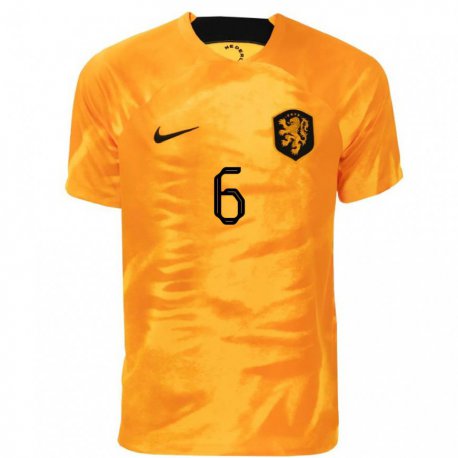 Kandiny Kinder Niederländische Stefan De Vrij #6 Laser-orange Heimtrikot Trikot 22-24 T-shirt