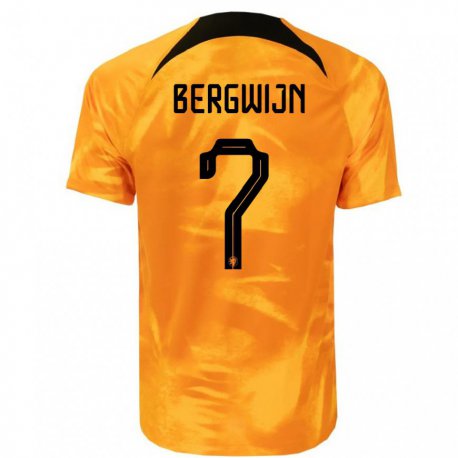 Kandiny Kinder Niederländische Steven Bergwijn #7 Laser-orange Heimtrikot Trikot 22-24 T-shirt