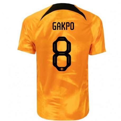 Kandiny Kinder Niederländische Cody Gakpo #8 Laser-orange Heimtrikot Trikot 22-24 T-shirt