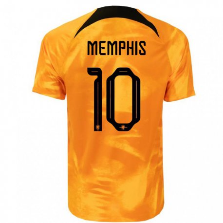 Kandiny Kinder Niederländische Memphis Depay #10 Laser-orange Heimtrikot Trikot 22-24 T-shirt