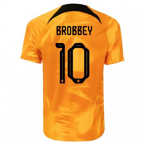 Kandiny Kinder Niederländische Brian Brobbey #10 Laser-orange Heimtrikot Trikot 22-24 T-shirt
