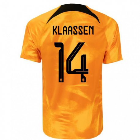 Kandiny Kinder Niederländische Davy Klaassen #14 Laser-orange Heimtrikot Trikot 22-24 T-shirt
