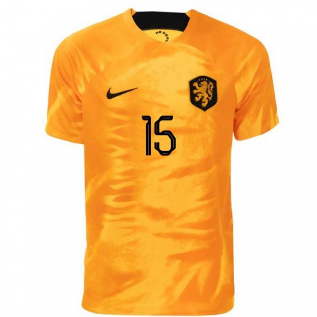 Kandiny Kinder Niederländische Marten De Roon #15 Laser-orange Heimtrikot Trikot 22-24 T-shirt
