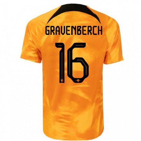 Kandiny Kinder Niederländische Ryan Gravenberch #16 Laser-orange Heimtrikot Trikot 22-24 T-shirt
