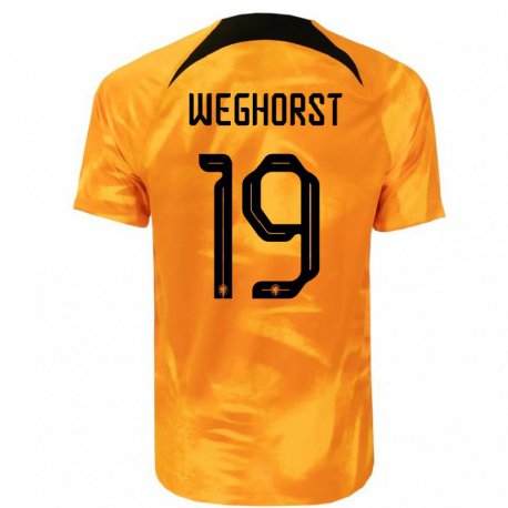 Kandiny Kinder Niederländische Wout Weghorst #19 Laser-orange Heimtrikot Trikot 22-24 T-shirt