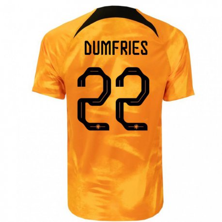 Kandiny Kinder Niederländische Denzel Dumfries #22 Laser-orange Heimtrikot Trikot 22-24 T-shirt