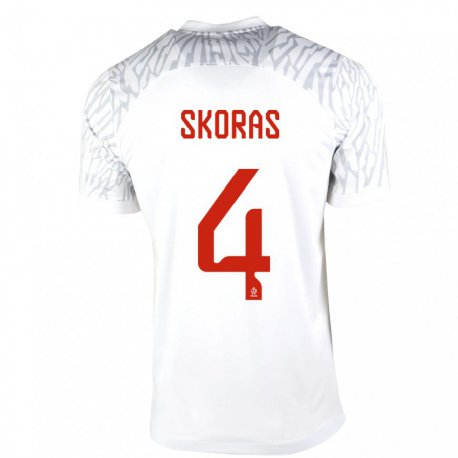 Kandiny Kinder Polnische Michal Skoras #4 Weiß Heimtrikot Trikot 22-24 T-shirt