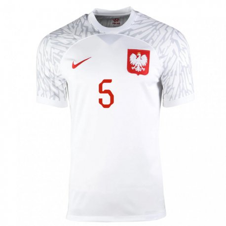 Kandiny Kinder Polnische Jan Bednarek #5 Weiß Heimtrikot Trikot 22-24 T-shirt