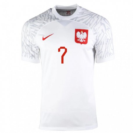 Kandiny Kinder Polnische Arkadiusz Milik #7 Weiß Heimtrikot Trikot 22-24 T-shirt