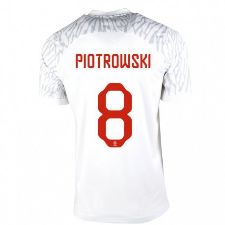 Kandiny Kinder Polnische Jakub Piotrowski #8 Weiß Heimtrikot Trikot 22-24 T-shirt