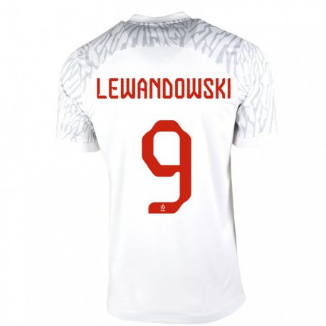 Kandiny Kinder Polnische Robert Lewandowski #9 Weiß Heimtrikot Trikot 22-24 T-shirt