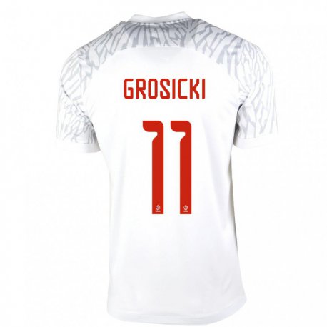 Kandiny Kinder Polnische Kamil Grosicki #11 Weiß Heimtrikot Trikot 22-24 T-shirt