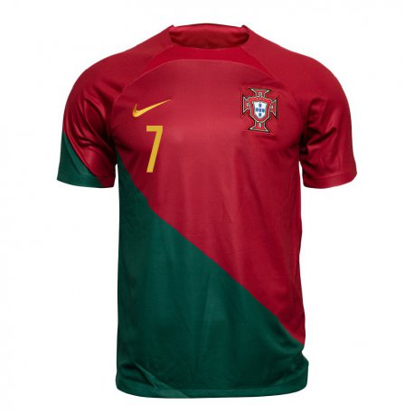 Kandiny Kinder Portugiesische Cristiano Ronaldo #7 Rot Grün Heimtrikot Trikot 22-24 T-shirt