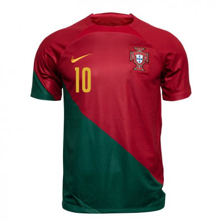 Kandiny Kinder Portugiesische Joao Mario #10 Rot Grün Heimtrikot Trikot 22-24 T-shirt