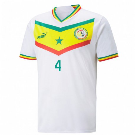 Kandiny Kinder Senegalesische Pape Abou Cisse #4 Weiß Heimtrikot Trikot 22-24 T-shirt