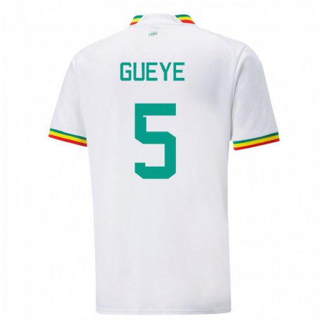 Kandiny Kinder Senegalesische Idrissa Gueye #5 Weiß Heimtrikot Trikot 22-24 T-shirt