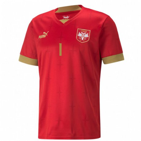 Kandiny Kinder Serbische Marko Dmitrovic #1 Rot Heimtrikot Trikot 22-24 T-shirt