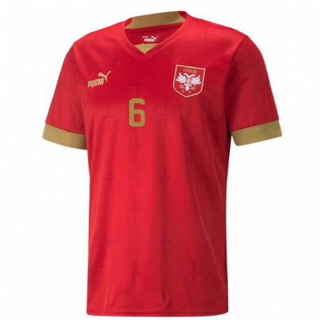 Kandiny Kinder Serbische Srdjan Babic #6 Rot Heimtrikot Trikot 22-24 T-shirt