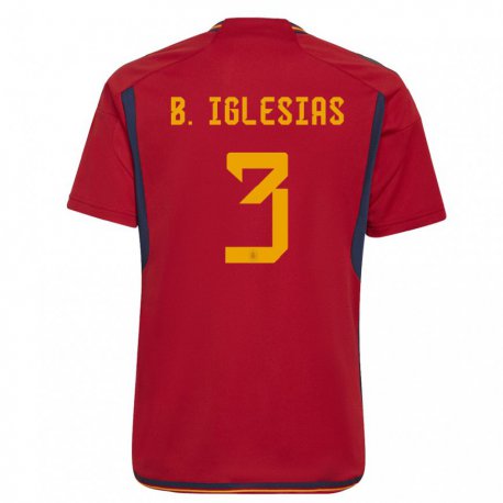 Kandiny Kinder Spanische Borja Iglesias #3 Rot Heimtrikot Trikot 22-24 T-shirt