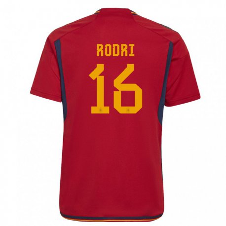 Kandiny Kinder Spanische Rodri #16 Rot Heimtrikot Trikot 22-24 T-shirt