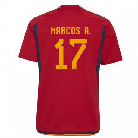 Kandiny Kinder Spanische Marcos Alonso #17 Rot Heimtrikot Trikot 22-24 T-shirt