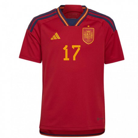 Kandiny Kinder Spanische Marcos Alonso #17 Rot Heimtrikot Trikot 22-24 T-shirt