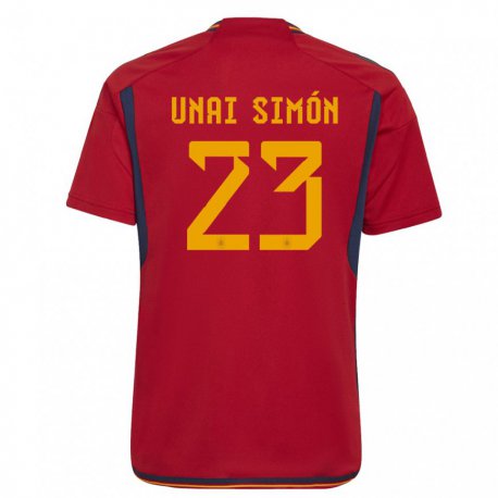 Kandiny Kinder Spanische Unai Simon #23 Rot Heimtrikot Trikot 22-24 T-shirt