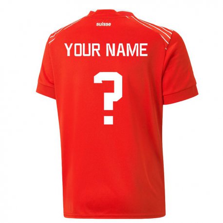 Kandiny Kinder Schweizer Ihren Namen #0 Rot Heimtrikot Trikot 22-24 T-shirt