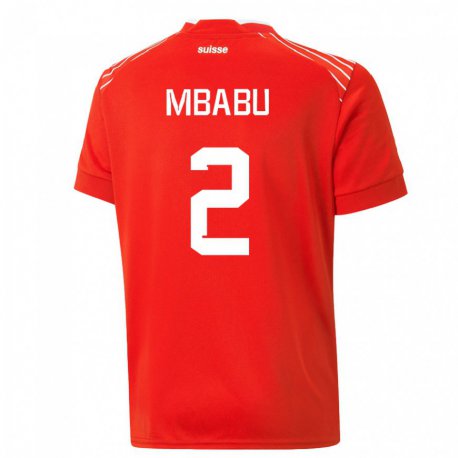Kandiny Kinder Schweizer Kevin Mbabu #2 Rot Heimtrikot Trikot 22-24 T-shirt