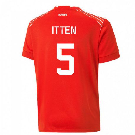 Kandiny Kinder Schweizer Cedric Itten #5 Rot Heimtrikot Trikot 22-24 T-shirt