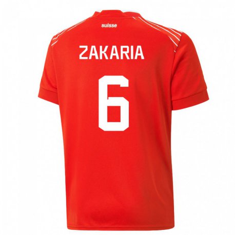 Kandiny Kinder Schweizer Denis Zakaria #6 Rot Heimtrikot Trikot 22-24 T-shirt
