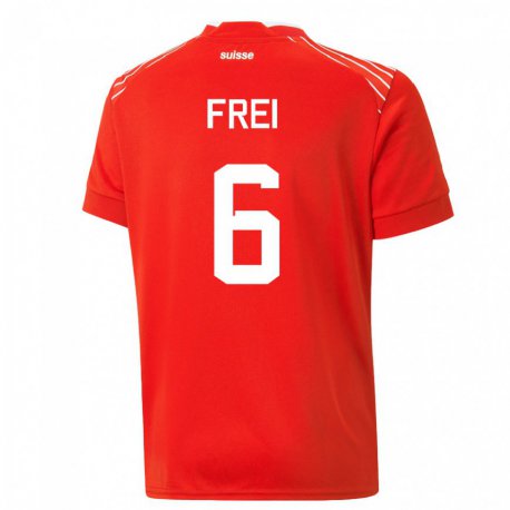 Kandiny Kinder Schweizer Fabian Frei #6 Rot Heimtrikot Trikot 22-24 T-shirt