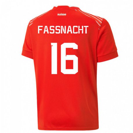 Kandiny Kinder Schweizer Christian Fassnacht #16 Rot Heimtrikot Trikot 22-24 T-shirt