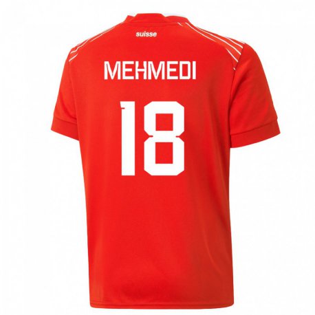 Kandiny Kinder Schweizer Admir Mehmedi #18 Rot Heimtrikot Trikot 22-24 T-shirt
