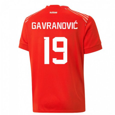 Kandiny Kinder Schweizer Mario Gavranovic #19 Rot Heimtrikot Trikot 22-24 T-shirt