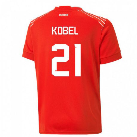Kandiny Kinder Schweizer Gregor Kobel #21 Rot Heimtrikot Trikot 22-24 T-shirt